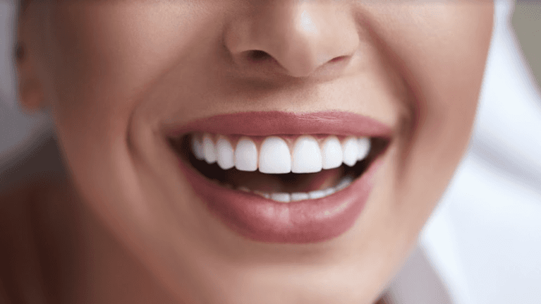 a woman smiling