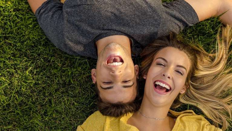 a couple smiling